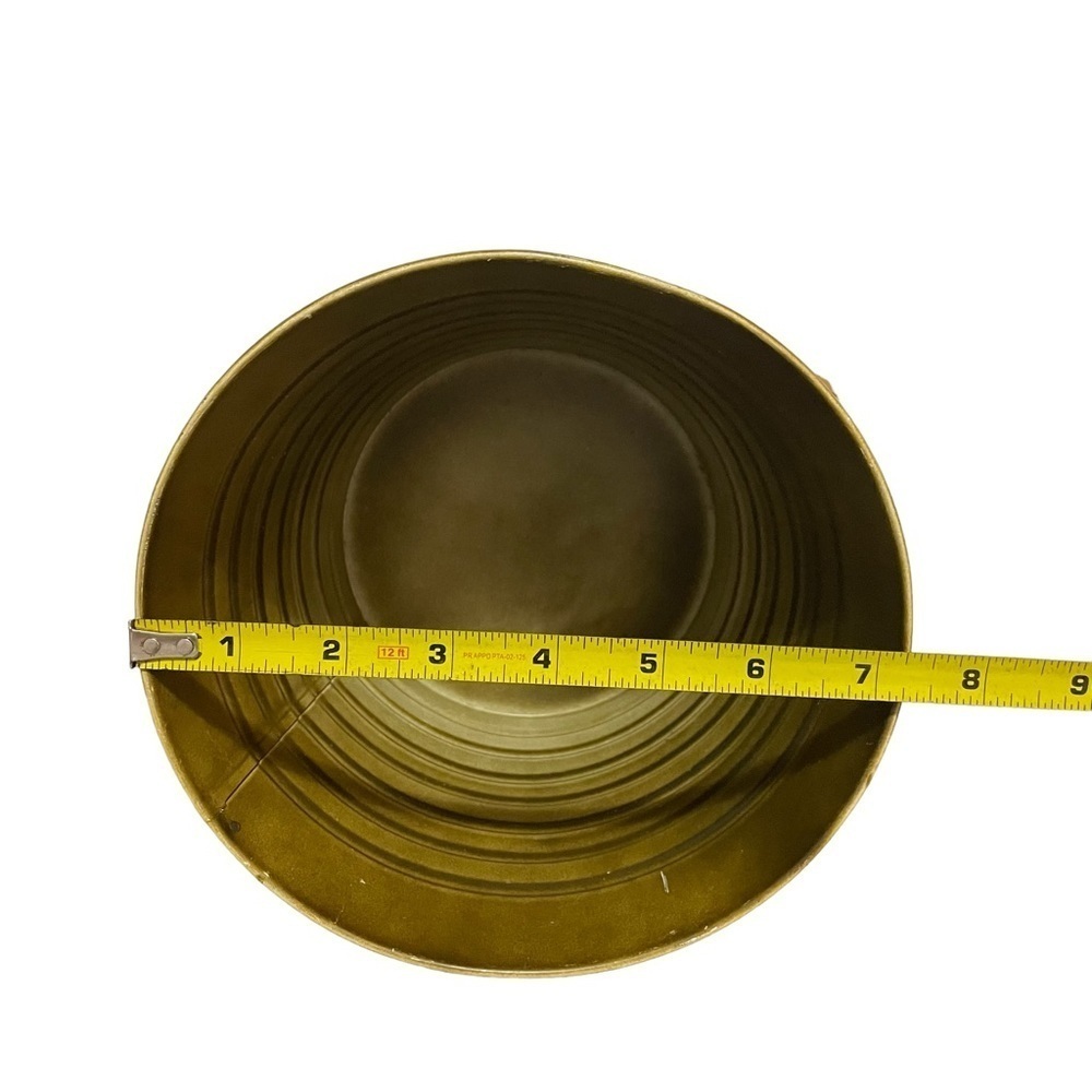 Brown Metal Ribbed Bucket with Rope Bow Fall Home Decor - Picture 7 of 7